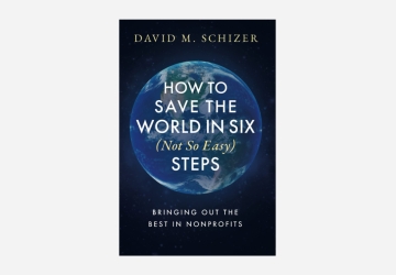 Book cover with words on top of image of planet Earth that read How to Save the World in Six (Not So Easy) Steps